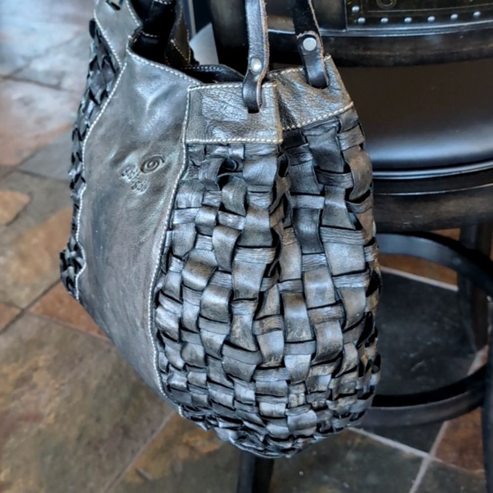 Black Basket Weave 🖤Leather Hobo Bag -Gidigio Italian Made - Picture 4 of 16